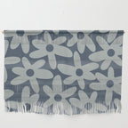 Daisy Time Retro Floral Pattern Neutral Blue Gray  Wall Hanging Gallery Image 1