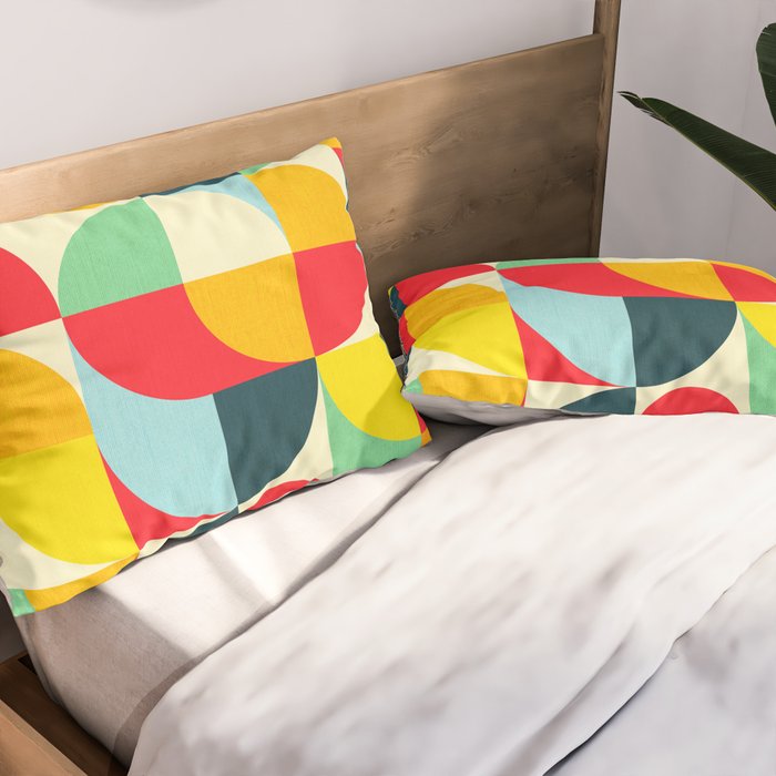 Mid Century Bauhaus Geometric Pattern Pillow Sham Gallery Image 2