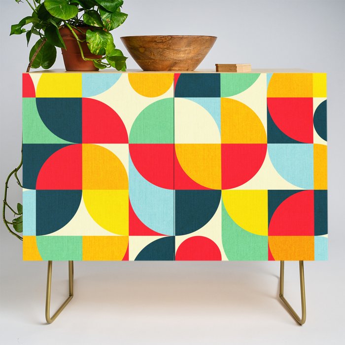 Mid Century Bauhaus Geometric Pattern Credenza Gallery Image 1