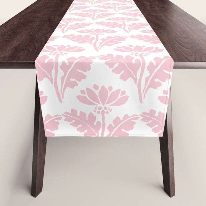 Vintage Floral Arches Pattern in Pink and White Table Runner Gallery Image 1