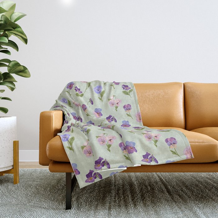 Pansy Flower Pattern Throw Blanket Gallery Image 1