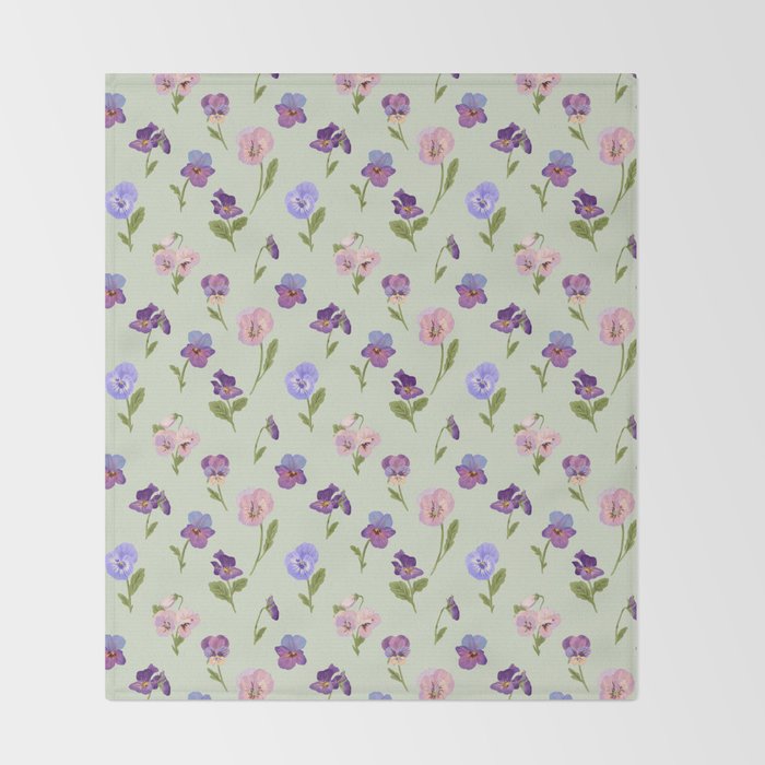 Pansy Flower Pattern Throw Blanket Gallery Image 2