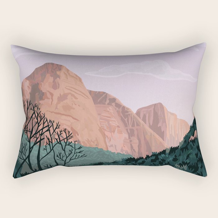 Zion National Park, Utah, USA Illustrated National Parks Rectangular Pillow Gallery Image 2