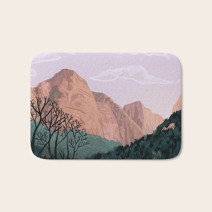 Zion National Park, Utah, USA Illustrated National Parks Bath Mat Gallery Image 1