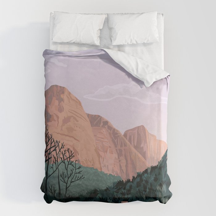 Zion National Park, Utah, USA Illustrated National Parks Duvet Cover Gallery Image 6