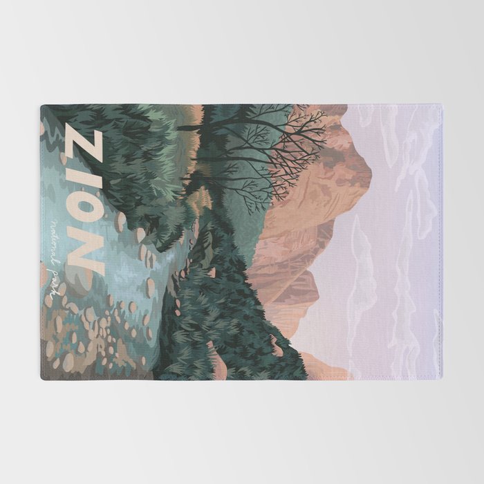 Zion National Park, Utah, USA Illustrated National Parks Rug Gallery Image 2