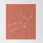 Virgo Zodiac Star Constellation Line Art Coral Red Throw Blanket Gallery Image 2