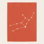 Virgo Zodiac Star Constellation Line Art Coral Red Poster Gallery Image 4