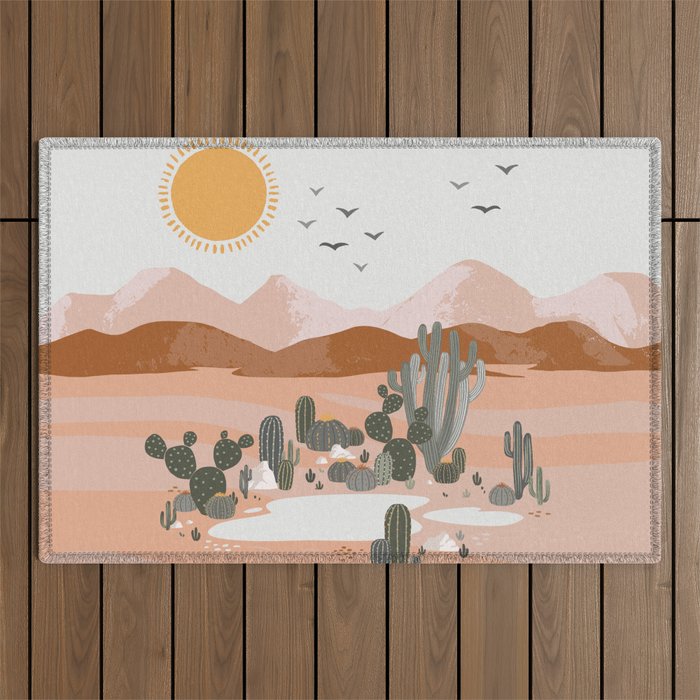 Desert Landscape Oasis Outdoor Rug Gallery Image 1