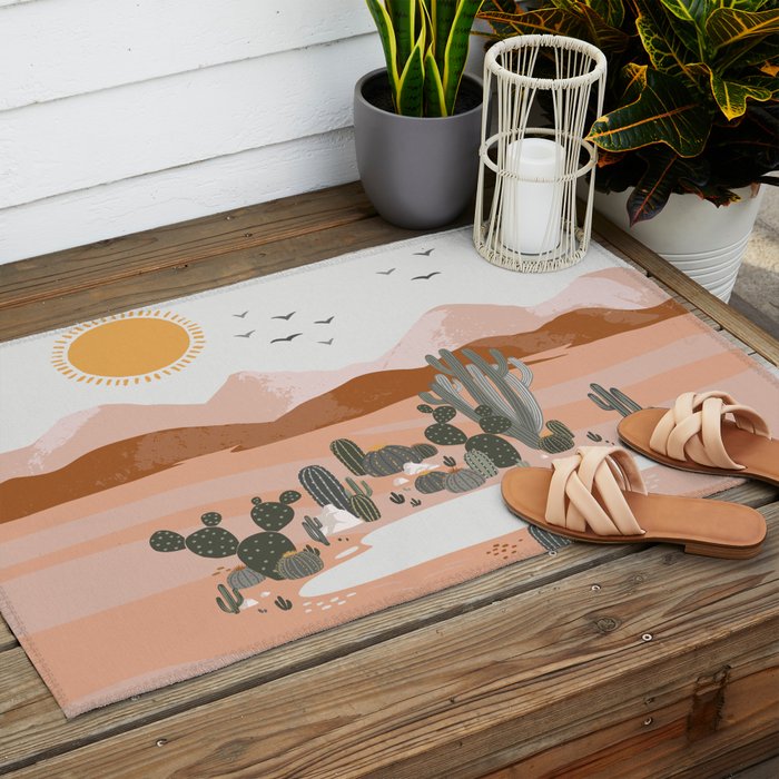 Desert Landscape Oasis Outdoor Rug Gallery Image 2