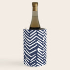 Boho Herringbone Pattern, Navy Blue and White Wine Chiller Gallery Image 2
