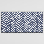 Boho Herringbone Pattern, Navy Blue and White Desk Mat Gallery Image 3