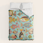 Whimsical Underwater World Multicolor Fish Pattern Turquoise Comforter Gallery Image 6