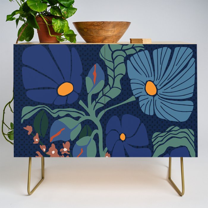Klimt flower dark blue Credenza Gallery Image 1