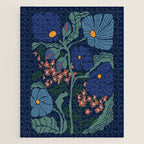 Klimt flower dark blue Jigsaw Puzzle Gallery Image 1