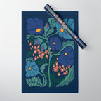 Klimt flower dark blue Wrapping Paper Gallery Image 1