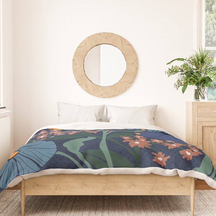 Klimt flower dark blue Duvet Cover Gallery Image 3