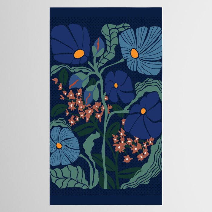 Klimt flower dark blue Tablecloth Gallery Image 2