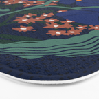 Klimt flower dark blue Bath Mat Gallery Image 3