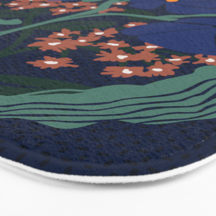 Klimt flower dark blue Bath Mat Gallery Image 3