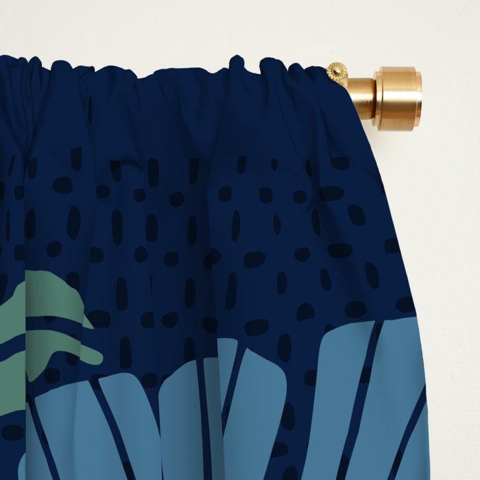 Klimt flower dark blue Window Curtain Gallery Image 2
