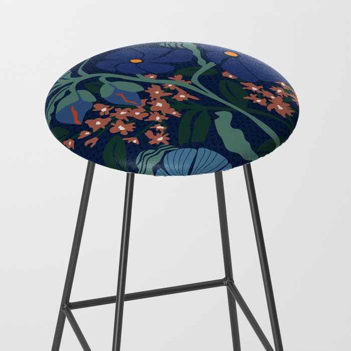 Klimt flower dark blue Stool Gallery Image 2