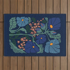 Klimt flower dark blue Outdoor Rug Gallery Image 1