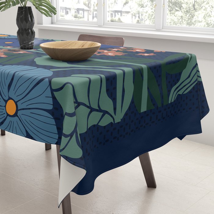 Klimt flower dark blue Tablecloth Gallery Image 3