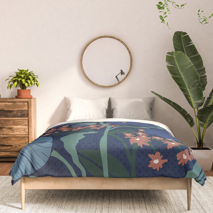 Klimt flower dark blue Comforter Gallery Image 3