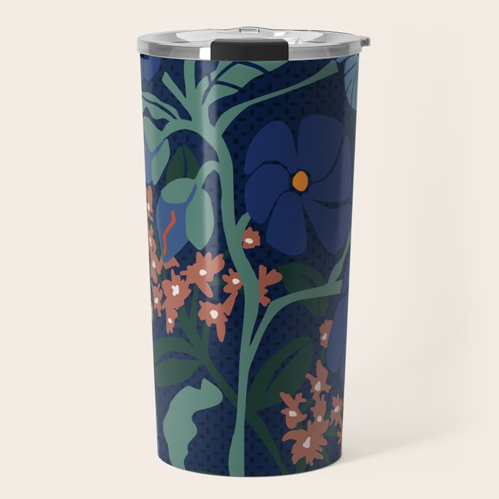 Klimt flower dark blue Travel Mug Gallery Image 1