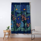 Klimt flower dark blue Window Curtain Gallery Image 5