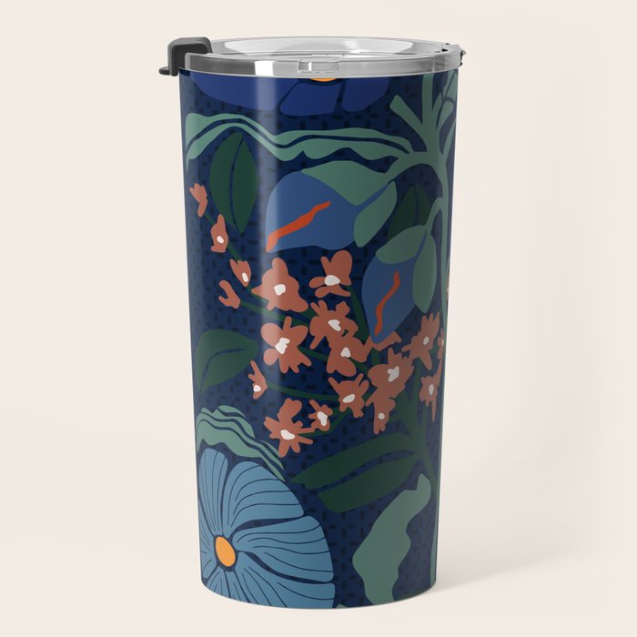 Klimt flower dark blue Travel Mug Gallery Image 3