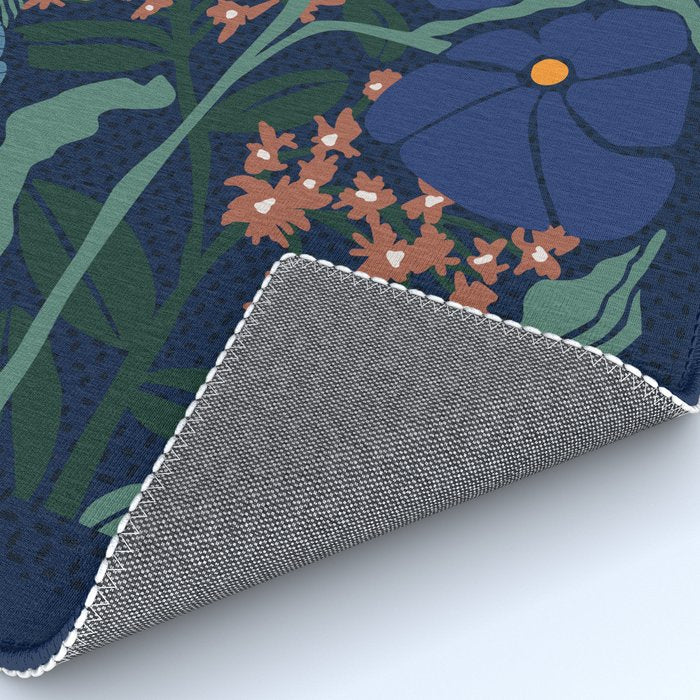 Klimt flower dark blue Rug Gallery Image 4