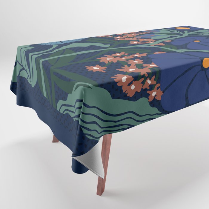 Klimt flower dark blue Tablecloth Gallery Image 1
