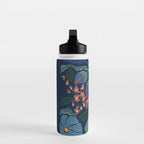 Klimt flower dark blue Water Bottle Gallery Image 3