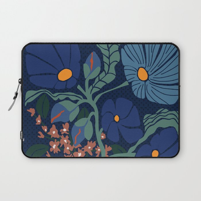 Klimt flower dark blue Laptop Sleeve Gallery Image 1
