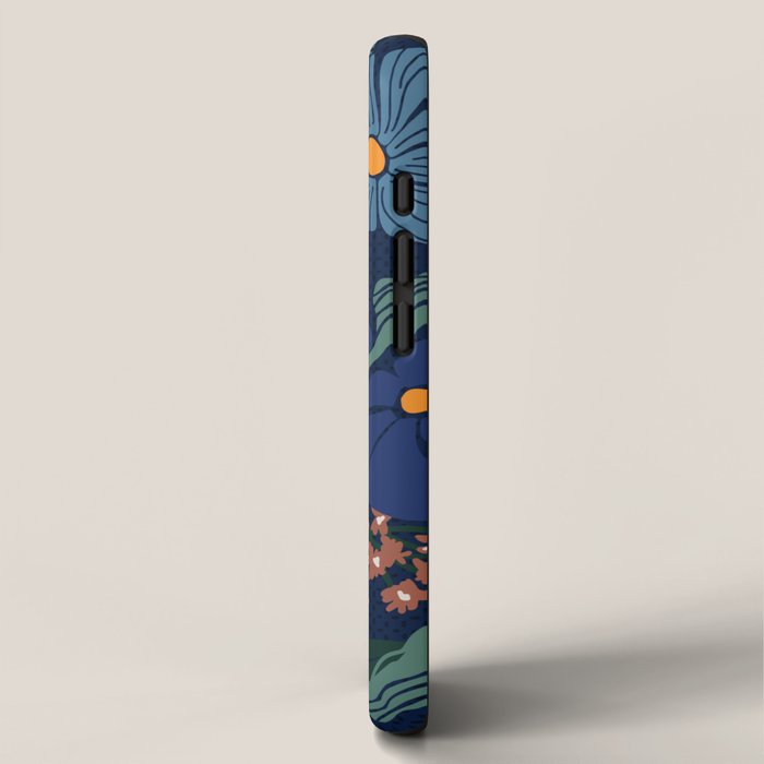 Klimt flower dark blue iPhone Case Gallery Image 2
