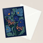 Klimt flower dark blue Stationery Card Gallery Image 2