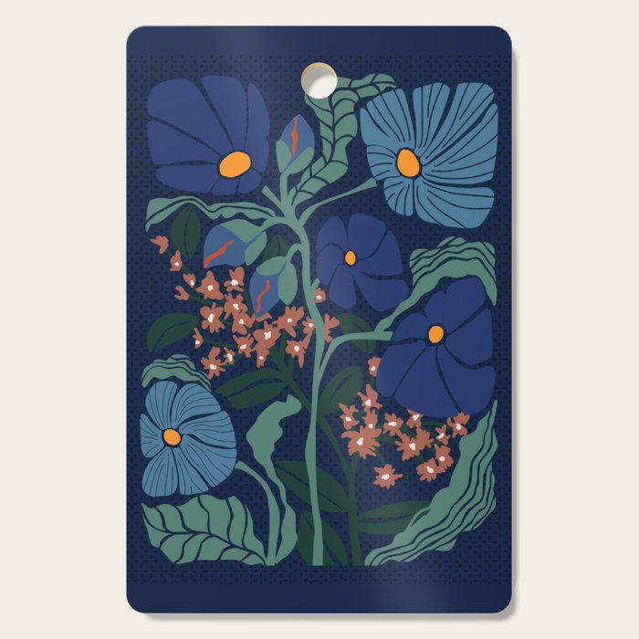 Klimt flower dark blue Cutting Board Gallery Image 1