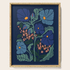 Klimt flower dark blue Serving Tray Gallery Image 1