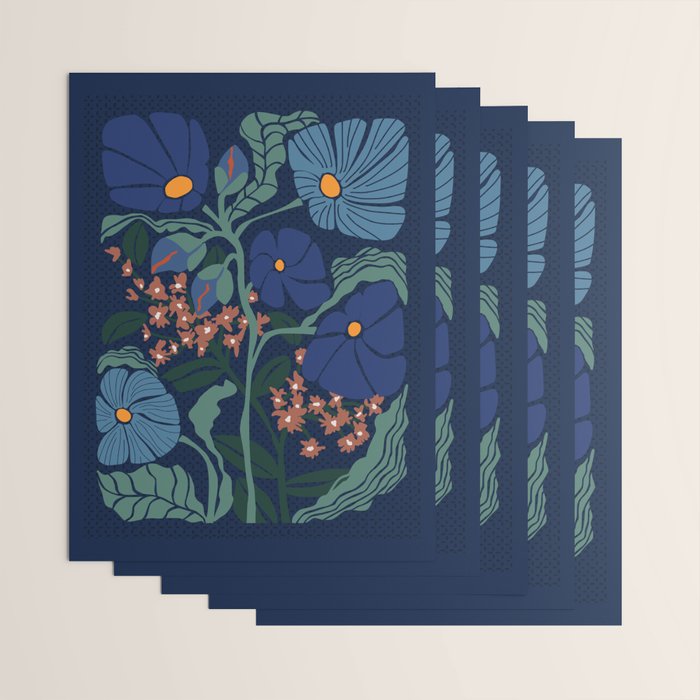 Klimt flower dark blue Wrapping Paper Gallery Image 3