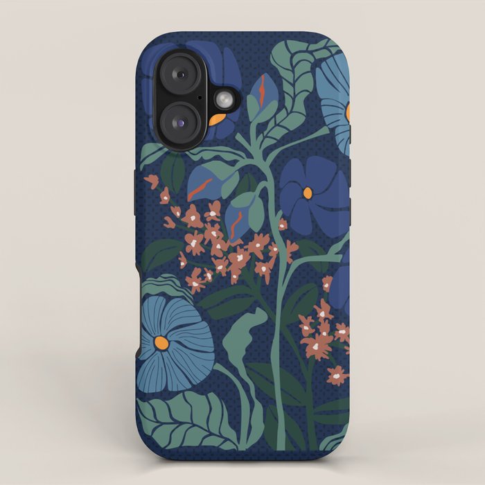 Klimt flower dark blue iPhone Case Gallery Image 1