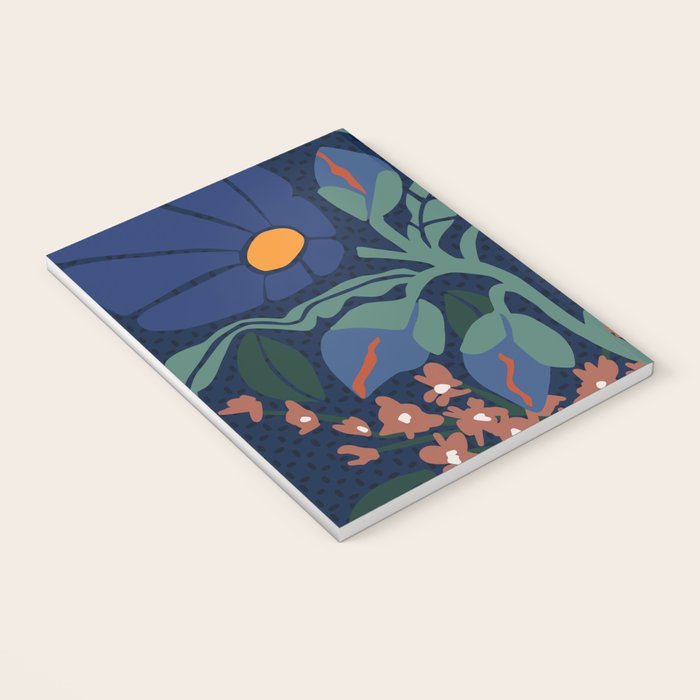 Klimt flower dark blue Notebook Gallery Image 3