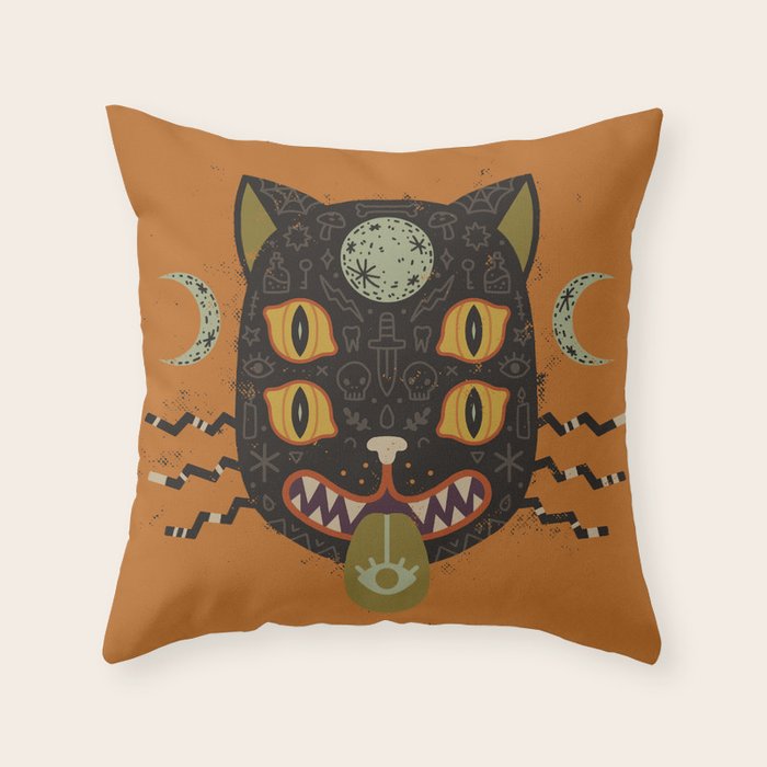 Spooky Cat Throw Pillow Gallery Image 6