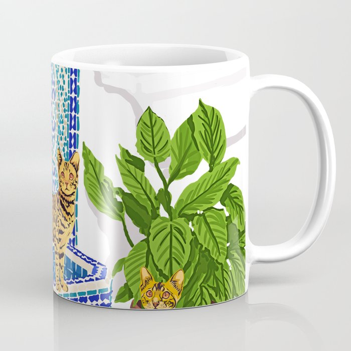 Royal Bengal Cats | Palace Pets & Architecture Building | Exotic Travel Urban Jungle Terrazzo Tiles Coffee Mug Gallery Image 1