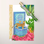 Royal Bengal Cats | Palace Pets & Architecture Building | Exotic Travel Urban Jungle Terrazzo Tiles Wrapping Paper Gallery Image 1