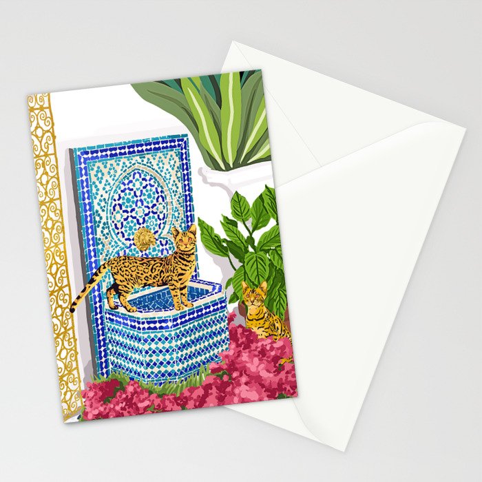 Royal Bengal Cats | Palace Pets & Architecture Building | Exotic Travel Urban Jungle Terrazzo Tiles Stationery Card Gallery Image 2