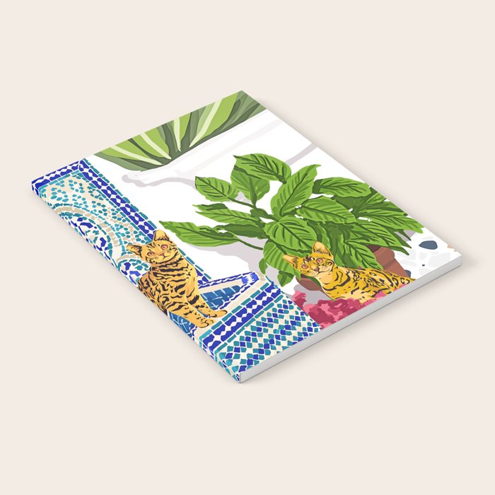 Royal Bengal Cats | Palace Pets & Architecture Building | Exotic Travel Urban Jungle Terrazzo Tiles Notebook Gallery Image 1