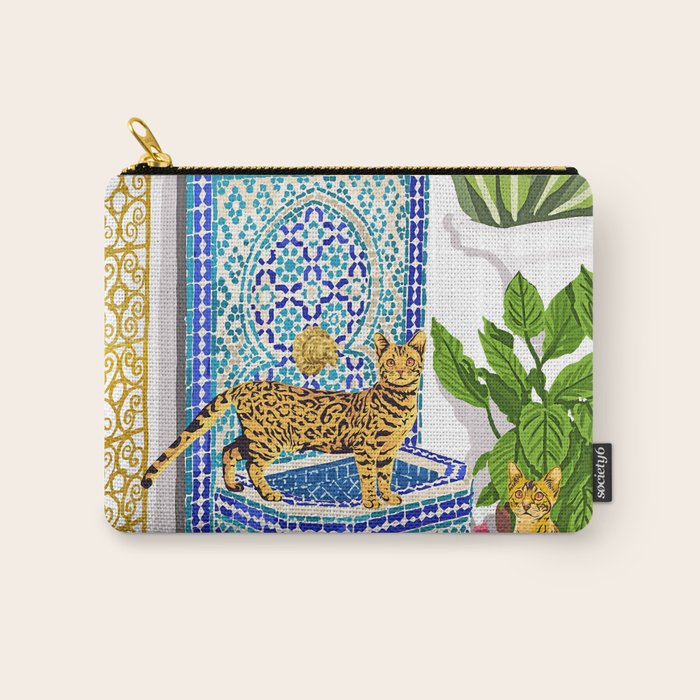 Royal Bengal Cats | Palace Pets & Architecture Building | Exotic Travel Urban Jungle Terrazzo Tiles Carry All Pouch Gallery Image 1
