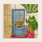 Royal Bengal Cats | Palace Pets & Architecture Building | Exotic Travel Urban Jungle Terrazzo Tiles Wood Wall Art Gallery Image 1